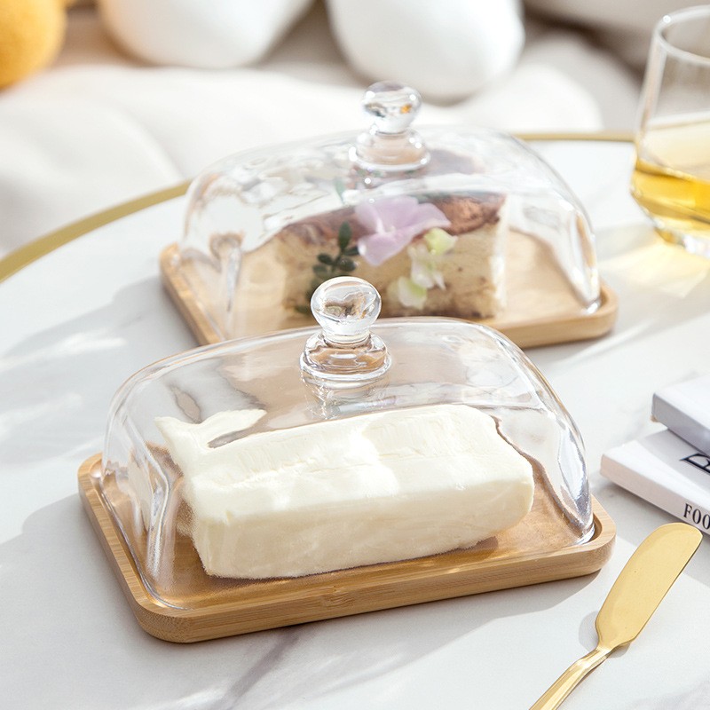 Vintage Rectangular Butter Dish, Cake Plate, Dessert Plate, Fruit Plate, Tasting Plate With Glass Li