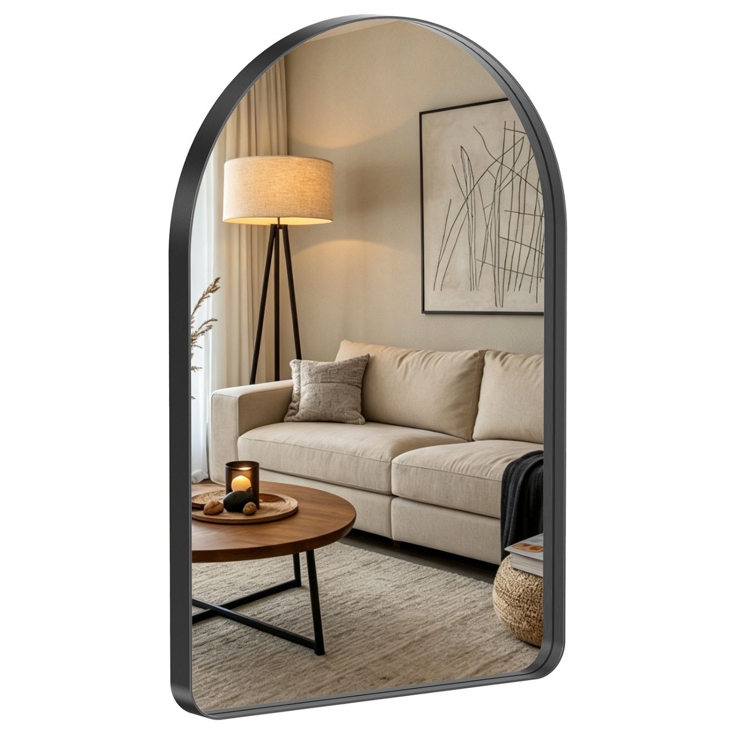 Arched Wall Mirror For Bathroom Over Sink, Arched Rounded Rectangle, Modern Vanity Mirror With Matte