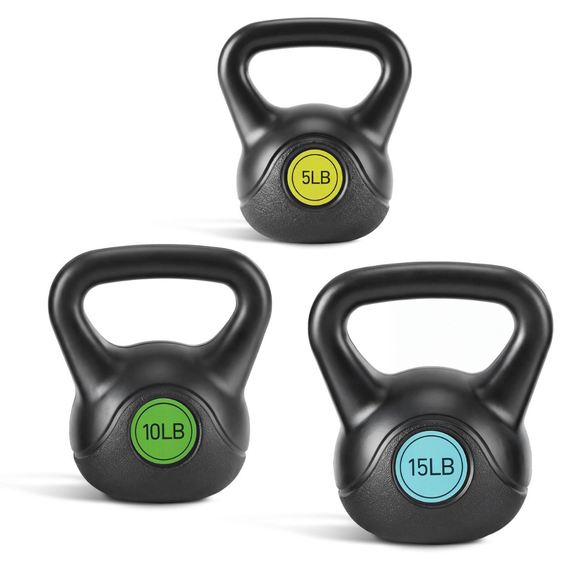 Hard Kettlebell Set, HDPE Coated Concrete Kettlebells, Multiple Weights