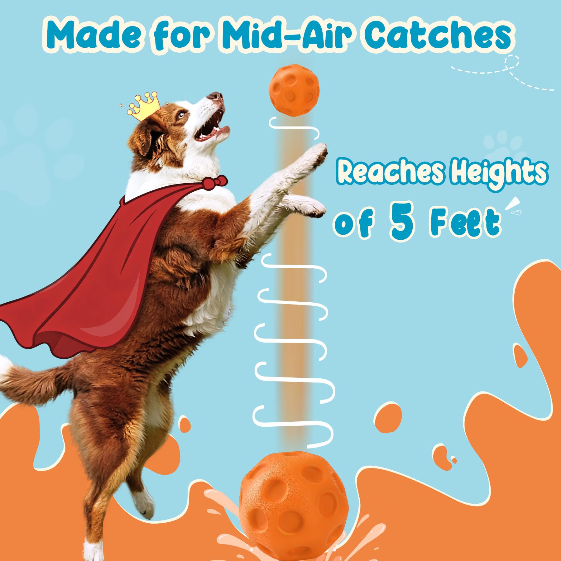 3 Pack Dog Balls For Medium & Large Dogs - High Bounce & Floating Fetch Balls, Interactive Outdoor T