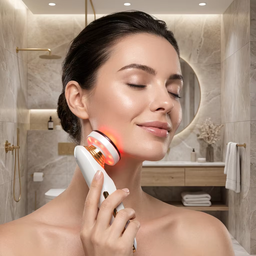 Handheld Anti-Wrinkle Three-Color Red Light Facial Lifting Massager, LED