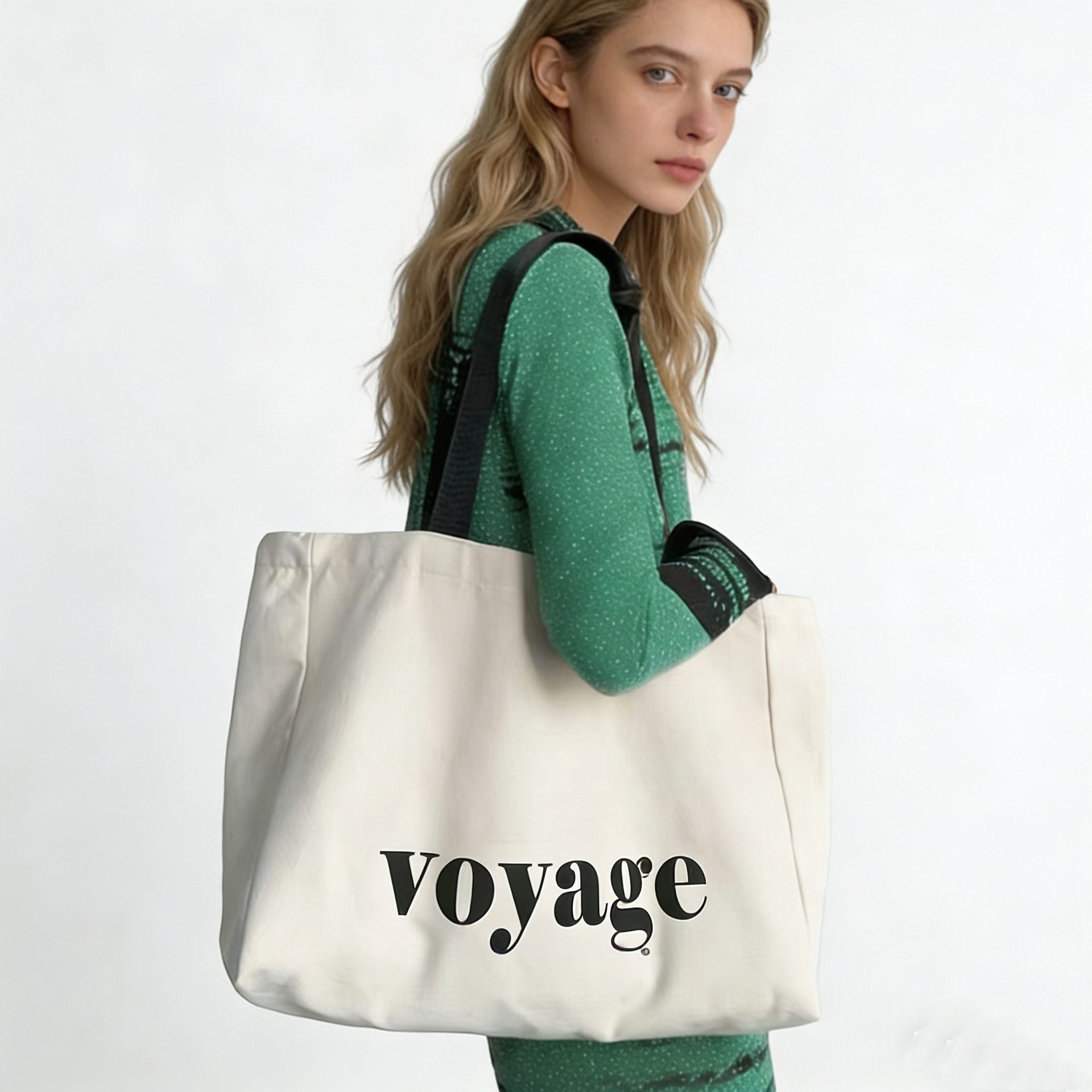 Cross-border Large-capacity Canvas Bag Womens Minimalist Single-shoulder Bag