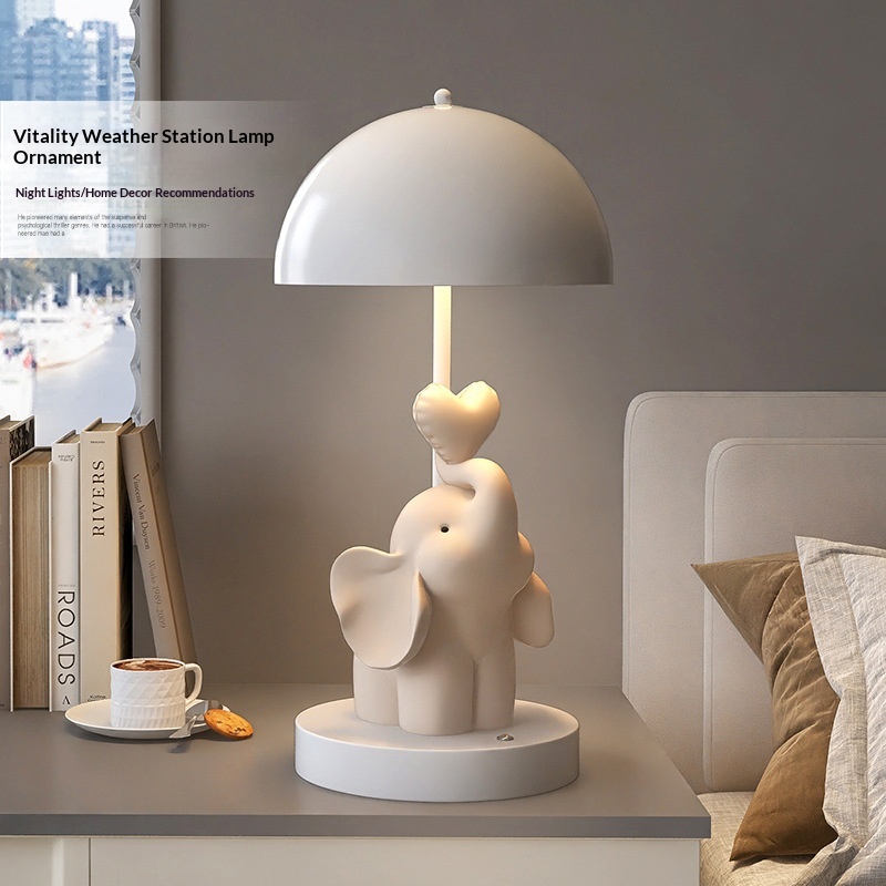 Elephant Desk Lamp Cream-Colored Decorative Piece