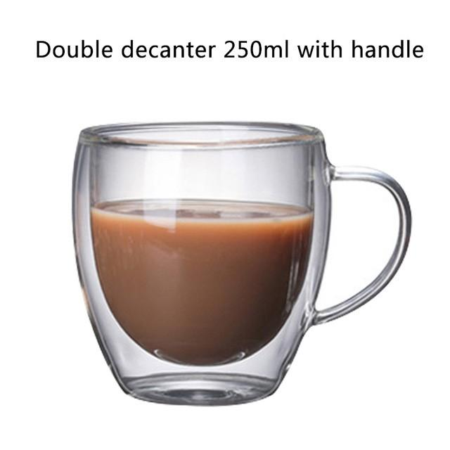 Glass Double Cup-With Handle-250ml-Transparent-1