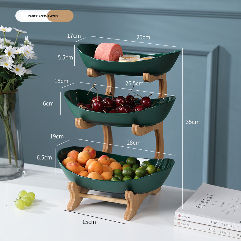 Snack Plate and Fruit Plate-Three-Layer-Avocado