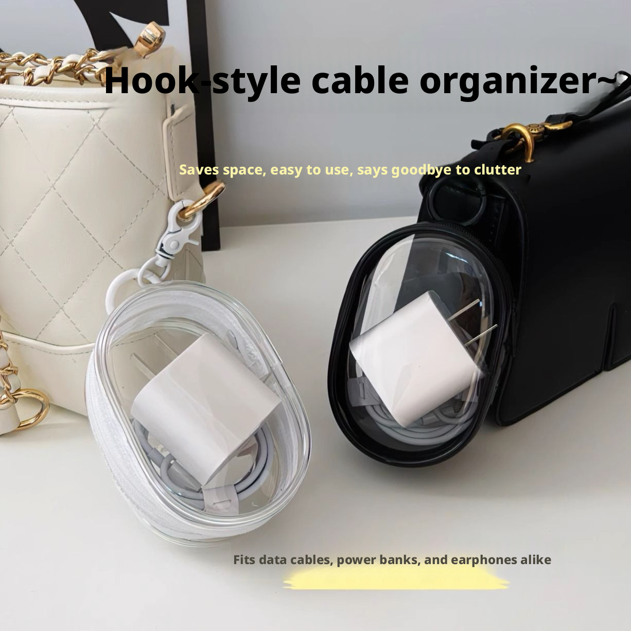 Data Cable Storage Bag-Black-1 Piece